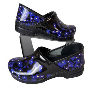 Dansko Clogs Floral Women's Sz 42 EU / 12 US Flowers Black Blue Yellow Modern